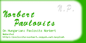 norbert pavlovits business card